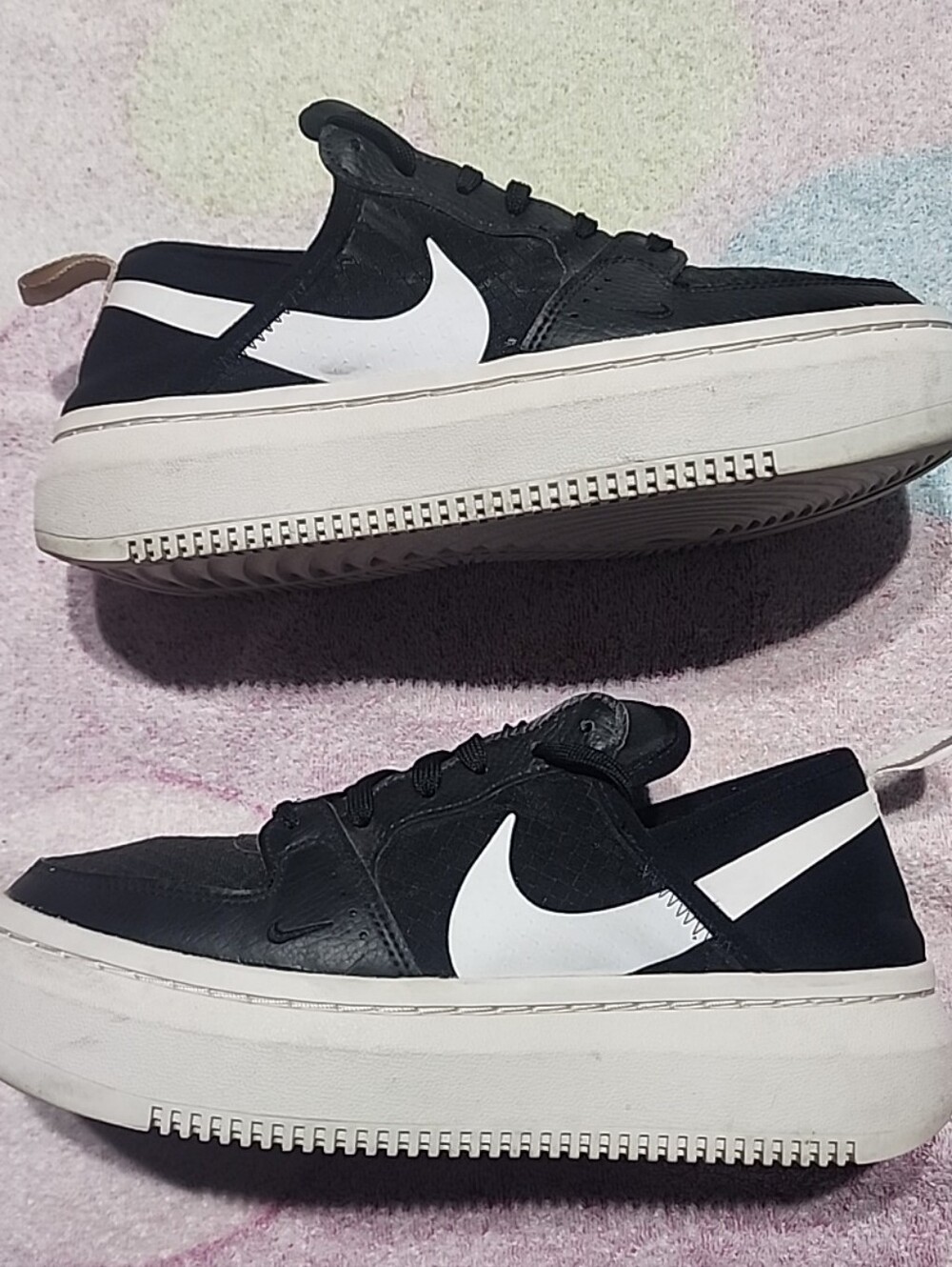Nike Court Vision Alta TXT Black White Women's Sz 8.5 Platform Sneakers